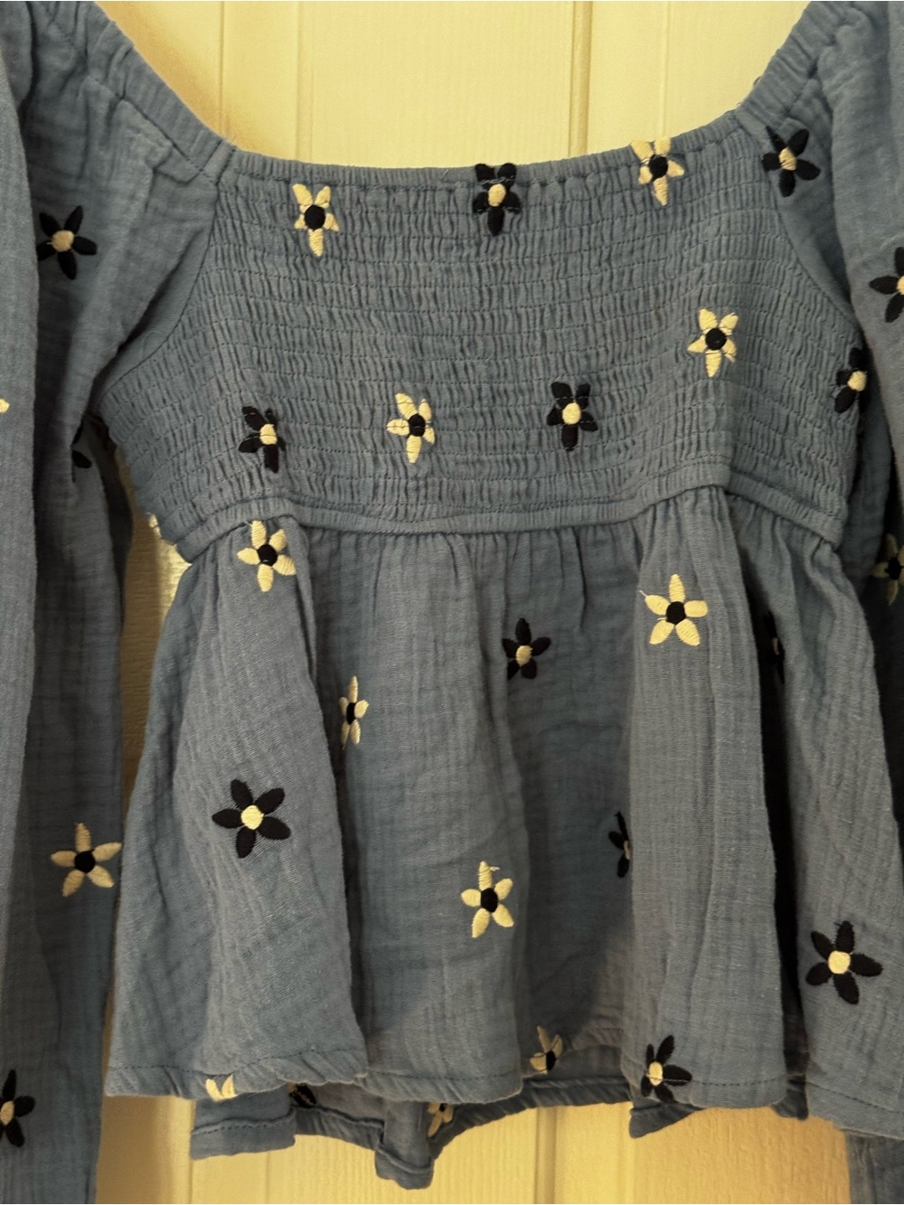 Altar'd State Sky Blue SquareNeck Embroidered Peasant Top babydoll size m - Picture 5 of 7